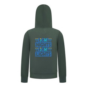 Everyday Kids Hanukkah Collection “Eight Nights Eight Lights” Zip Up Hoodie – Holiday Sweatshirt - 1 of 4