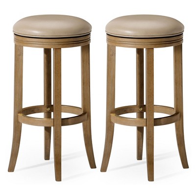 Maven Lane Eva Rotating Backless Kitchen Stool in Vegan Leather Upholstered Seat, Set of 2