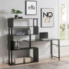 VYNXARIA Home Office Computer Desk L-Shaped Corner Table, Rotating Computer Table with 5-Tier Bookshelf,  Lockable Casters (Black) - 2 of 4