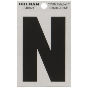 Hillman 3 in. Reflective Black Vinyl Self-Adhesive Letter N 1 pc (Case of 6) - 1 of 1