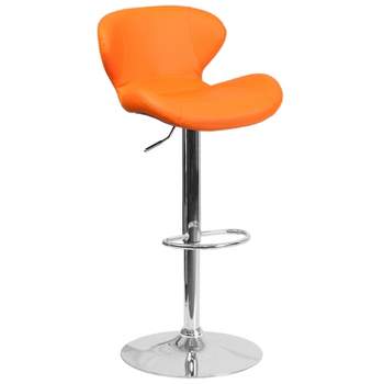 Flash Furniture Contemporary Adjustable Height Barstool with Curved Back and Chrome Base