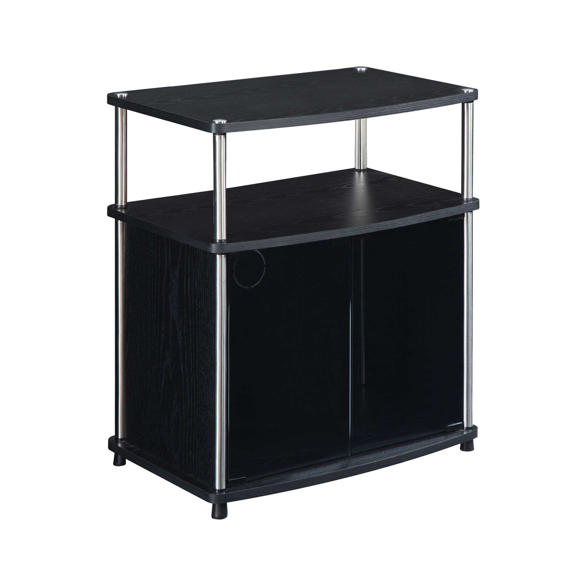 'TV Stand with Glass Doors Black 24'' - Convenience Concepts'