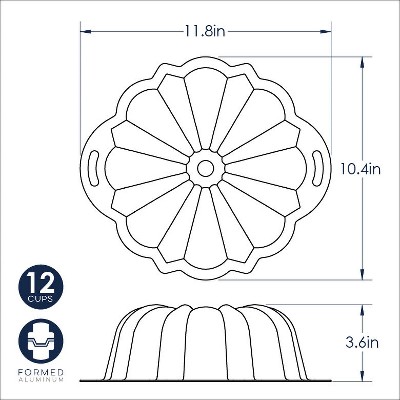 Gray Non-stick Aluminum 12-Cup Bundt Pan with Handles