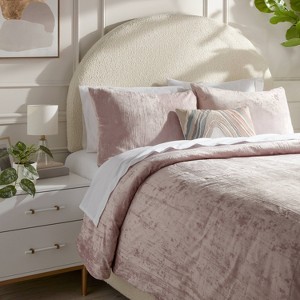 3pc Luxe Distressed Crinkle Velvet Duvet Cover and Sham Set - Threshold™ - 1 of 4