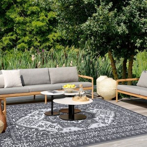Outdoor Rugs, Reversible Waterproof Patio Rug, Plastic Straw Rug Sun-Resistant RV Mat, Portable Indoor Outdoor Vintage Area Rugs Carpet for Camping - 1 of 4