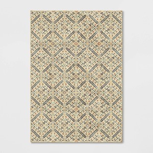 7'x10' Oxon Floral Mosaic Woven Area Rug Beige - Threshold™ - 1 of 3