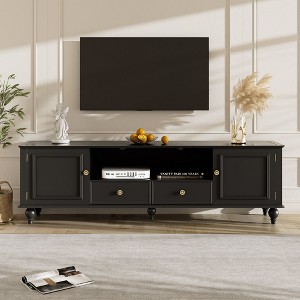 Sapphtopaz Modern TV Stand for TVs Up to 80" with Drawers & Open Compartment TV Storage Cabinet with Roman-Column Legs TV Stand for Living Room - 1 of 4