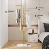 171cm Tall Heavy Duty Gold Metal Double Pole Coat Rack Freestanding Hall Tree Cloth Coat Hanger Stand with Stone Base & Hooks for Living Room Entryway - 4 of 4
