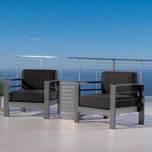 Christopher Knight Home Cape Coral 3pc Aluminum Chat Set Gray/Dark Gray - 1 of 4