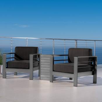 Cape Coral 3pc Aluminum Chat Set - Gray/Dark Gray - Christopher Knight Home