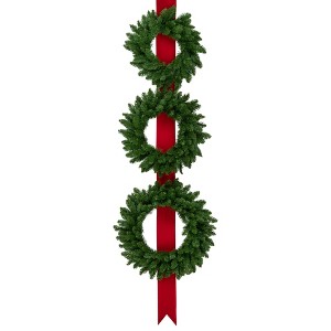 Northlight Set of 3 Wreaths on Red Ribbon Hanging Christmas Decoration, 6.5' - 1 of 3