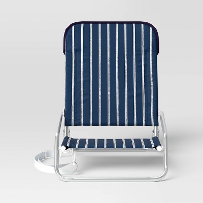 Cushioned Outdoor Portable Beach Chair with Carry Strap Navy - Threshold&#8482;_1