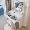Accent Vanity Table Modern with LED Mirror for Small Bedroom Storage - 3irtyhousy - 3 of 4