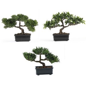 Hollywood Regency Silk Plants Set of 3 - 12 Inch Artificial Trees in Decorative Pots - 1 of 3