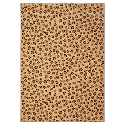 Leopard 8x10 Rug - Washable Animal Print Rug, Large Living Room Carpet, Soft Non-Slip Surface, Non-Shedding Brown Carpet, Ideal for Office Dormitory