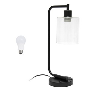 Modern Iron Desk Lamp with USB Port and Glass Shade - Lalia Home - 1 of 4