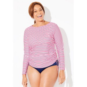 Swimsuits for All Chlorine Resistant Side-Tie Long Sleeve Swim Shirt Rash Guard (Plus Sizes Available) - 1 of 4