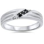 Pompeii3 Black Diamond Mens Wedding Band Ring 14k White Gold