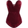 Women's Plunge Neck Velvet Snap Crotch Bodysuit Back Lace Up Strapless Halloween Costume Bodysuits Cross Back Velvet Leotards - 4 of 4