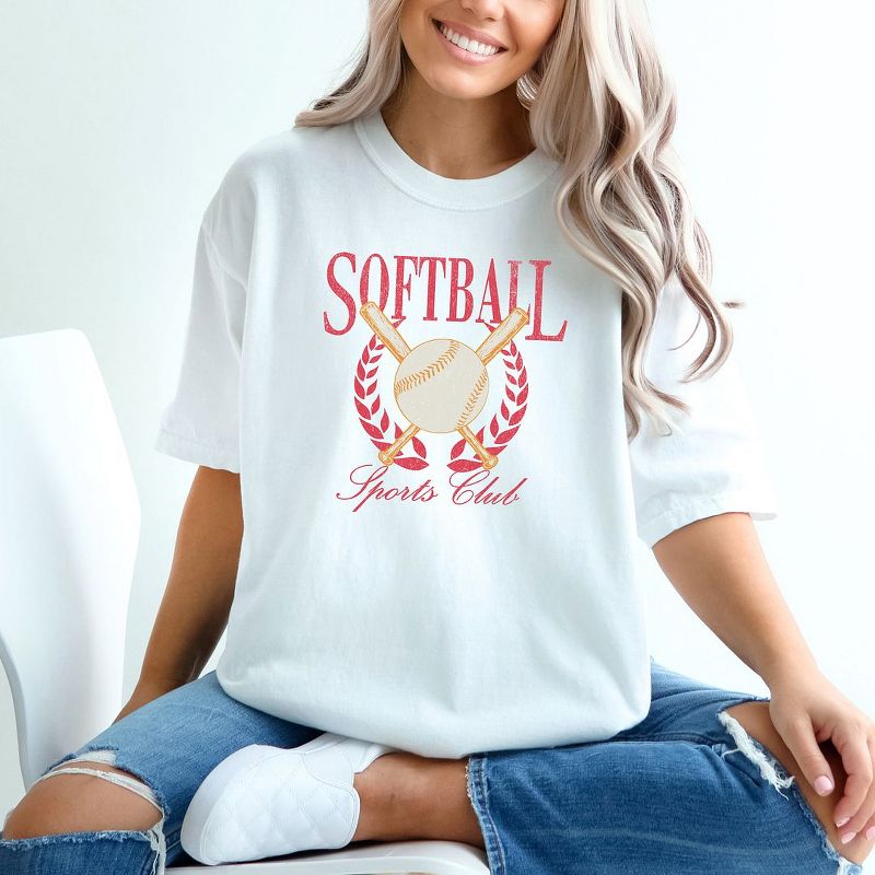 Simply Sage Market Women's Softball Sports Club Short Sleeve Garment Dyed Tee, 2 of 4