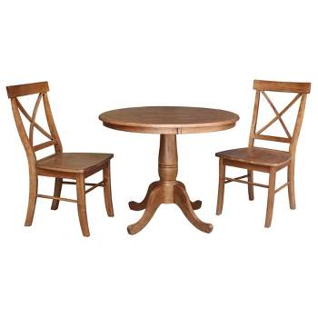 36" Round Pedestal Table with 2 Chairs - International Concepts