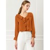 INSPIRE CHIC Women's Office Work Ruffle V Neck Long Sleeve Chiffon Peasant Blouse - 3 of 4
