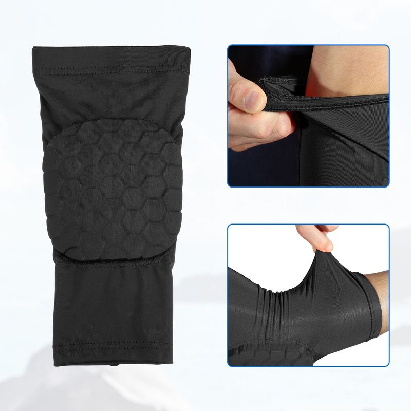 Unique Bargains 2pcs Elbow Brace Support Sleeve Elbow Pad Sleeve for Women Men Black M Size, 3 of 4