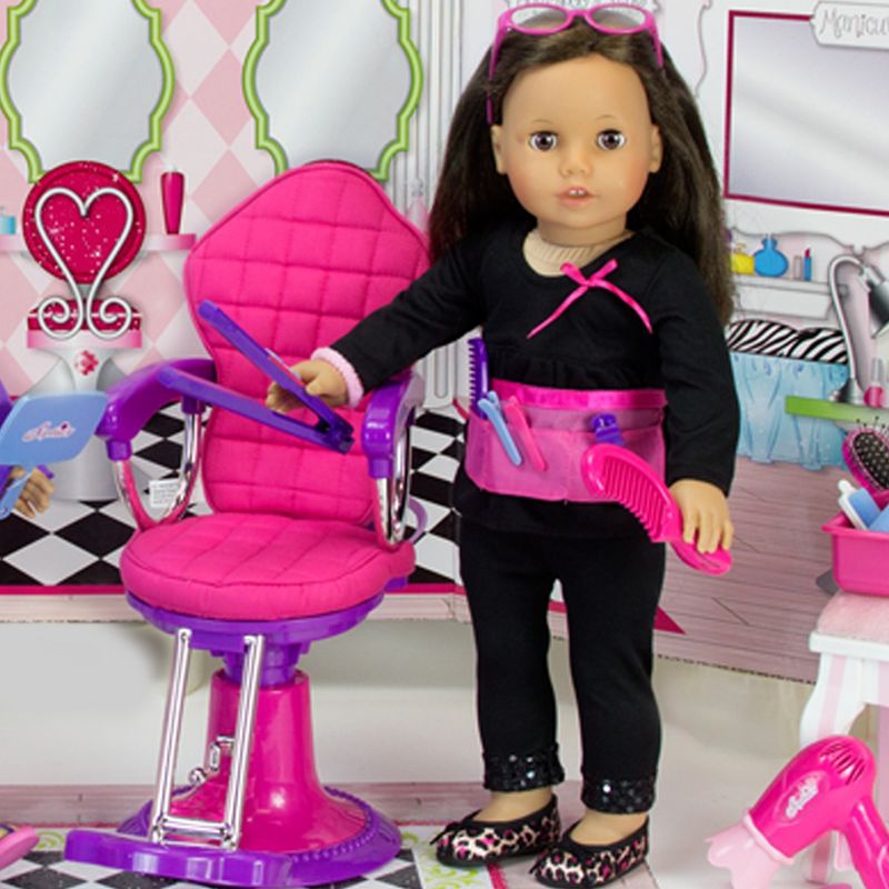 Sophia’s Hair Styling Kit with Salon Chair Set for 18'' Dolls, Pink, 3 of 6