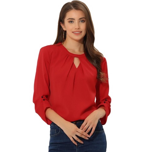 Red chiffon shirt on sale