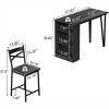 Bar Table and Chairs Set, 3 Piece Bar Table Set with Flip Top Extension and Storage Shelves, Suitable for Small Space Kitchen Apartment - 2 of 4