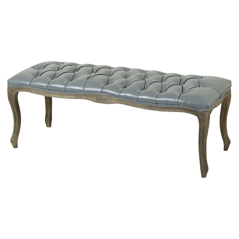 Tassia Bonded Leather Tufted Bench Gray - Christopher Knight Home, 1 of 5