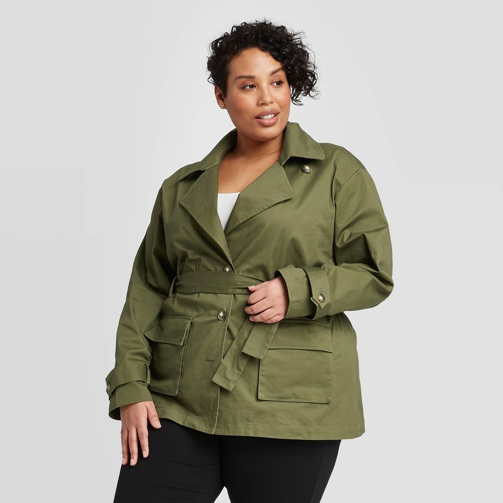 Women's Plus Size Long Sleeve Blazer Utility Jacket - Ava & Viv Green X, Women's was $39.99 now $27.99 (30.0% off)