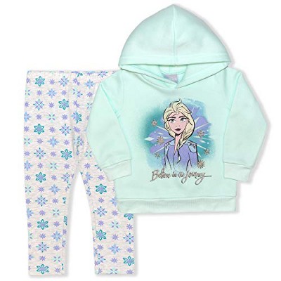 Disney Frozen Girl's 2-Pack Believe In The Journey Elsa Pullover Hoodie and  Snowflake Legging Pant - Light Blue/Grey, Size 4T