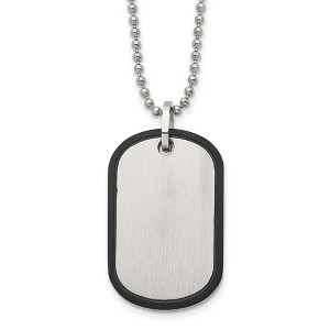 Black Bow Jewelry Mens Stainless Steel Black Plated Edge Brushed Dog Tag Necklace, 22 In - 1 of 4