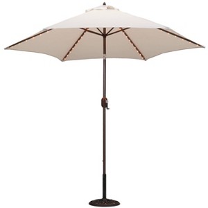 Tropishade 9' Round Lighted Patio Umbrella Cream: Weather-Resistant, Push-Button Tilt, Aluminum Frame - 1 of 4