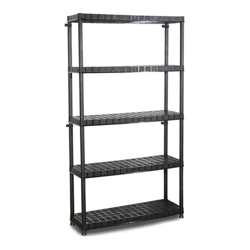 Ram Quality Products Extra Tiered Plastic Utility Storage Shelving Unit  System For Garage, Shed, Or Basement Organization, Black : Target