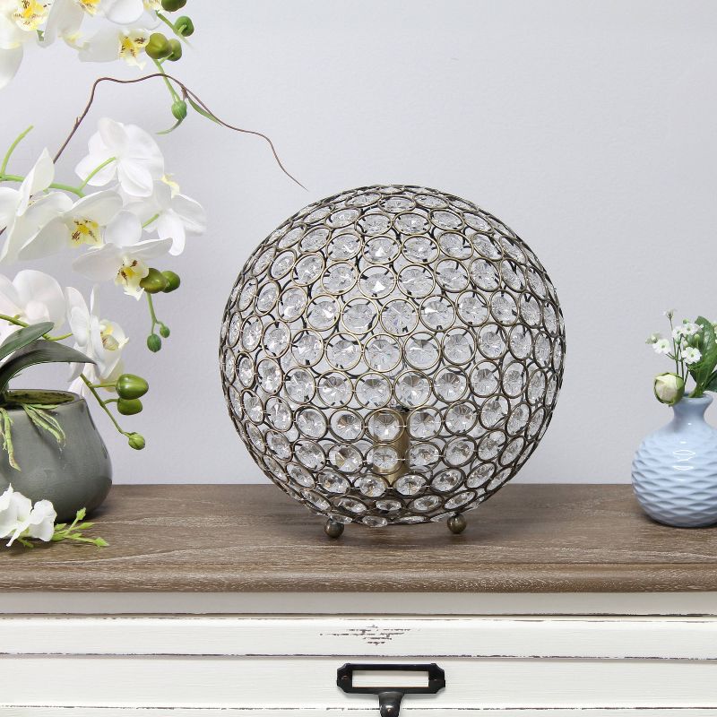 10" Elipse Medium Contemporary Metal Crystal Round Orb Table Lamp - Lalia Home, 3 of 10