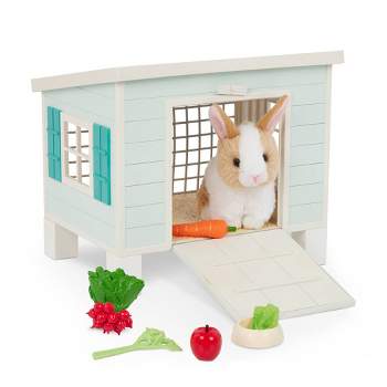 Our Generation Bunny Hutch House & Pet Rabbit Plush Accessory Set for 18'' Dolls
