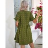 Womens Maternity Dress V Neck Lantern Sleeve Jacquard Dot Pocket Babydoll Baby Shower Dress - 2 of 4