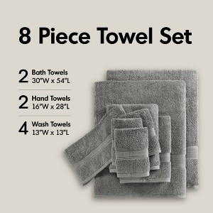 100% Cotton Solid Color Heavyweight Bath Towel Set, Anti-Microbial Certified Highly Absorbent Plushy Bath Towel - 1 of 4