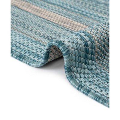 Aquamarine Elegance 4' x 6' Flat Woven Outdoor Rug