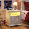 Fredees 3-color LED light nightstand with drawer storage and four solid wood legs - 3 of 4
