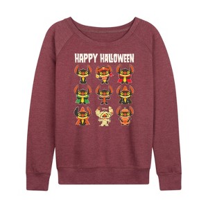 Women's - Lilo and Stitch - Stitch Costumes Lightweight French Terry Wide Neck Long Sleeve Shirt - 1 of 4