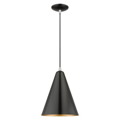 Livex Lighting Dulce 1 - Light Pendant in  Shiny Black/Polished Chrome