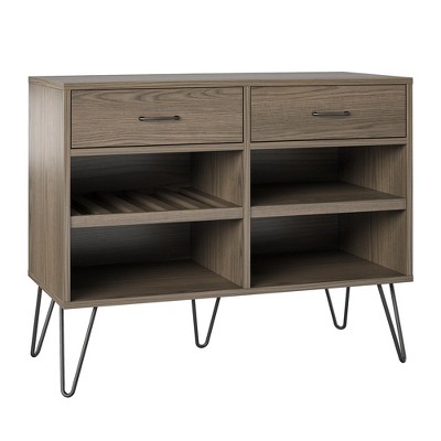 Medium Brown Engineered Wood Beverage Cabinet with Metal Legs
