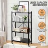 SKONYON 4-Tier Foldable Metal Shelving Unit with Wheels - Black - 3 of 4