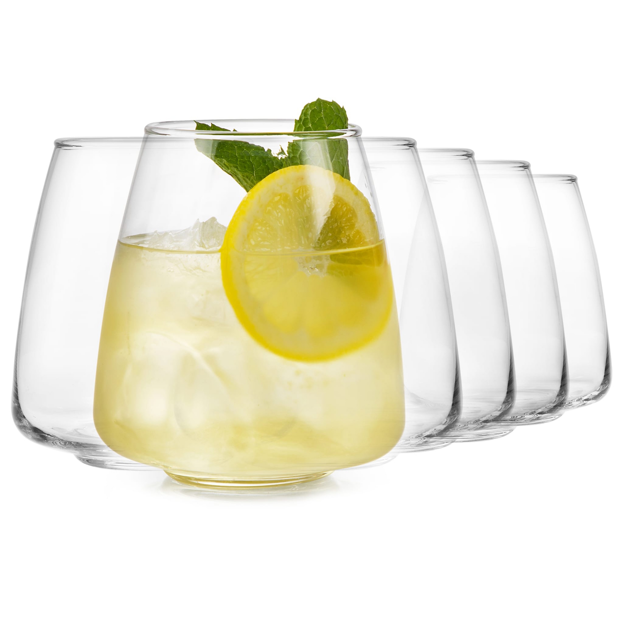 Libbey Stemless Stackable Tapered All Purpose Wine Glasses, 16 ounce, Set of 6