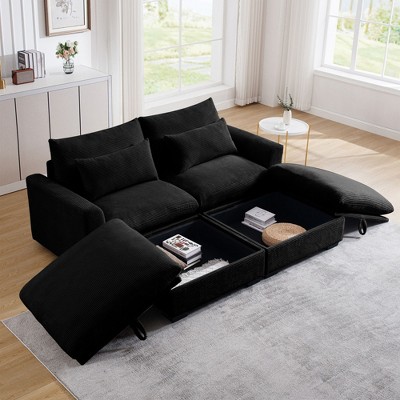 NicBex Couches for Living Room Deep Seat 2-Seater Sofa Couch Comfort Corduroy Upholstered Sofa With Pillows and Storage for Bedroom