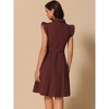 Allegra K Women's Cotton Ruffled Cap Sleeve Tie Waist Button Casual Office Shirt Dress - 4 of 4