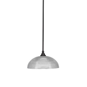 Toltec Lighting Stem 1 - Light Pendant in  Espresso with 13" Clear Ribbed Shade - 1 of 1